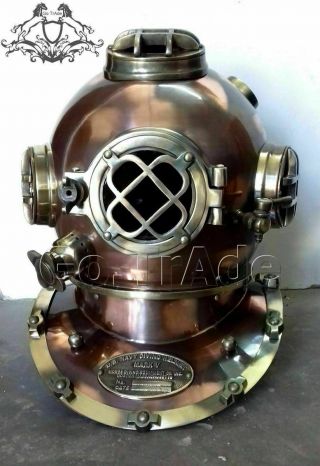 Diving Helmet Us Navy Mark V Antique Scuba Sea Deep Sea Marine Divers Helmet