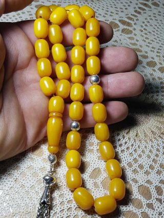 Beads Misbaha Tasbih 58gr Fine Vintage German Amber Rosary Islamic Prayer 33