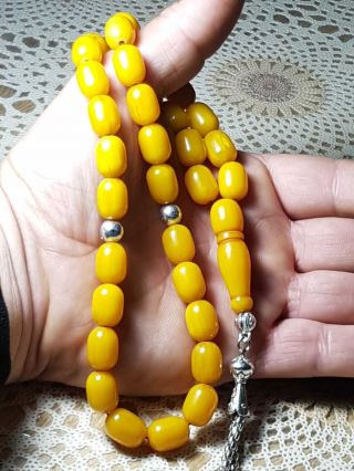 Beads Misbaha Tasbih 58gr Fine Vintage German Amber Rosary Islamic Prayer 33 3