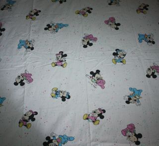 Vintage Disney Cti Baby Minnie Mickey Bed Crib Duvet Cover Flat Sheet Pillowcase