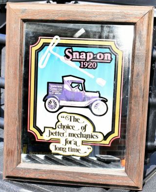 Vintage Snap - On Tools Advertising Framed Glass Mirror Collectible Tools Item