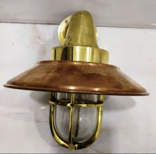Antique Maritime Ship Brass Nautical Wall Sconces Light With Copper Shade