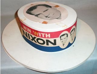 - Rare - 1960 - Richard Nixon - Vintage Presidential Campaign Hat - Tricky Dick