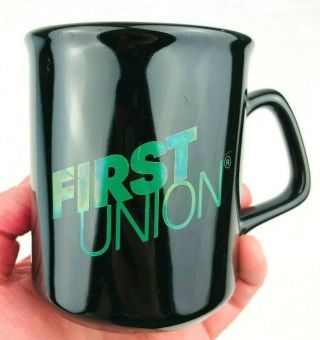 Vintage First Union Bank Logo Coffee Mug Black Tea Cup Rc