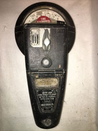 Duncan Vintage Model 60 Single Parking Meter 5,  10,  25 Cent No Key W/ Iss
