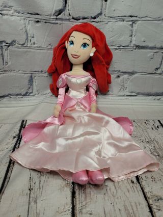 Disney Store Ariel Pink Wedding Dress 20 " Plush Doll Little Mermaid
