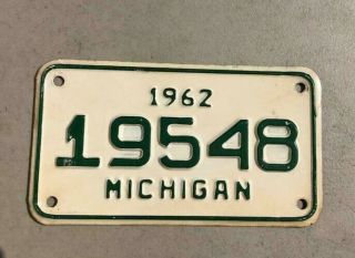 Antique Vintage Michigan 1962 Collectible Motorcycle License Plate