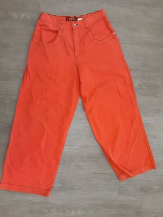 Jnco Twin Cannon Orange 90s Vintage Retro Wide Leg Pants Size 26 " 36x34