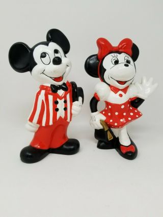 Vintage Set Of Minnie And Mickey Mouse Walt Disney World Prod Ceramic Statues