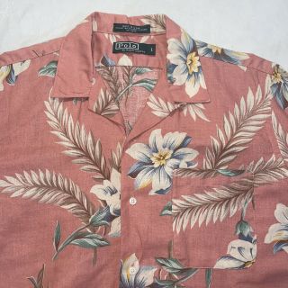 Vtg 70s/80s? Polo Ralph Lauren Hawaiian Shirt Made In USA Cotton Linen Ramie 2
