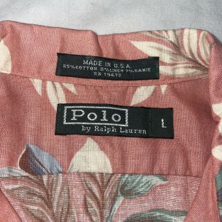 Vtg 70s/80s? Polo Ralph Lauren Hawaiian Shirt Made In USA Cotton Linen Ramie 3