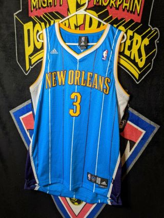 Vintage Adidas Nba Orleans Hornets Chris Paul 3 Blue Basketball Jersey Sz L