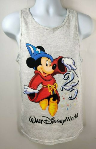 Mickey Inc 25th Anniversary Walt Disney World Mickey Mouse Grey Tank Top Shirt S