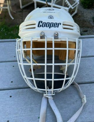 Vintage Cooper Hh 3000 S White Hockey Helmet With Cooper Cage