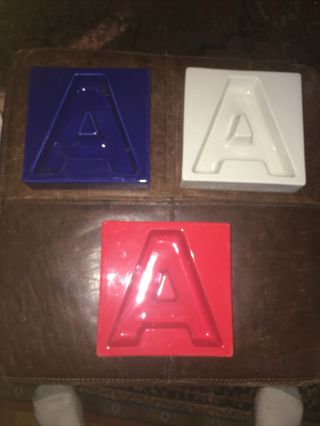 3 Vintage American Airlines 747 Luxury Liner Ashtray Set Boeing Rare 6 " X 6 "
