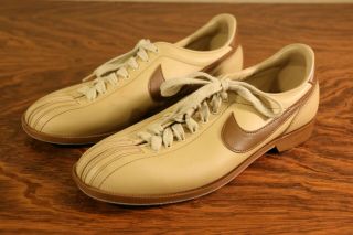 Vintage 1970s/80s Nike Mens Bowling Shoes Tan Brown,  Size 11,  Rare