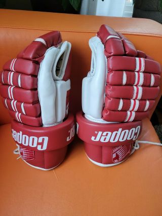 Vintage Cooper Sc Pro Hockey Gloves Leather