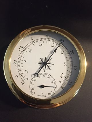 1pcs 145mm Brass Case Traditional Thermometer/hygrometer.