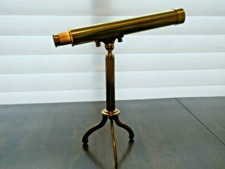 Vintage Telescope Table Top Nautical Brass Tripod New/Old Stock Stored 40 Years 3