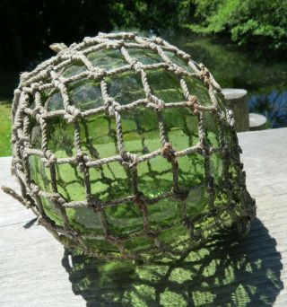Japanese Glass Fishing Float 6 " Sea Green Rare Size Net Ocean Survivor Antique