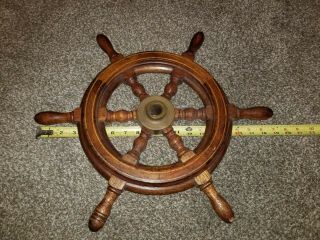 Vintage Wood 18 1/2 " Ship Boat Wheel