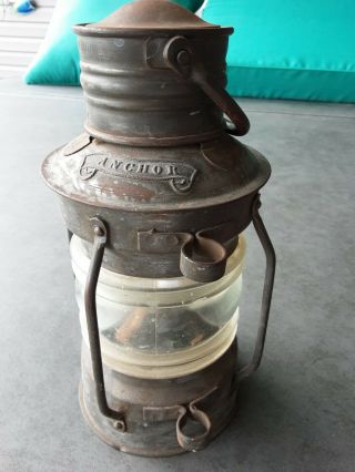 Vintage Anchor Ship Lantern Nautical Boat Oil Lamp Light.  10in.  Tall Birmingham