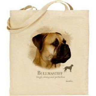 Bullmastiff Dog Tote Bag Cotton Shopping Shoulder Bag Reusable