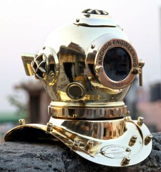Anchor Mini Diving Helmet Solid Brass Us Navy Mark V Antique Divers Helmet Git