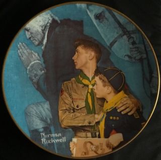 Norman Rockwell Our Heritage”boy Scout”ceramic Plate 8.  5”,  1650