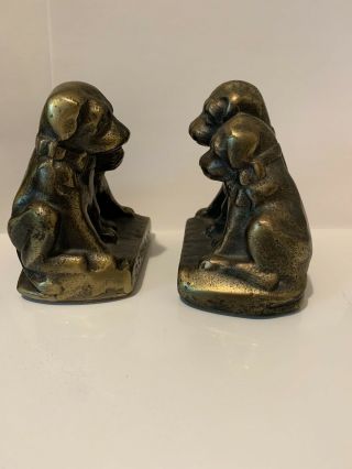 VINTAGE SOLID CAST IRON HUBLEY 272 ORPHAN’S PUPPY DOG PAIR DOORSTOP BOOKENDS 2