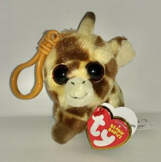 Ty Peaches Giraffe Beanie Babies Key Clip,  Red Tag,  Retired,  Htf - Soft & Cute