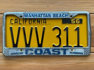Vintage Manhattan Beach Coast Chrysler Plymouth Dealership License Plate Frame