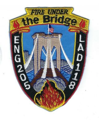 York City Fire Dept.  Fdny Engine 205 Ladder 118 Fire Under Bridge Patch