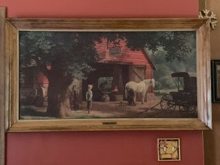 Paul Detlefsen Horse And Buggy Days Vintage Art Framed Large Print 45” X 25”