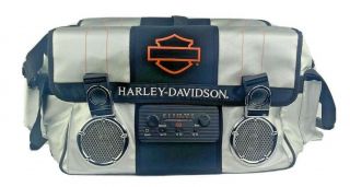 Harley Davidson Insulated Portable Silver Cooler 32 Qt Am Fm Radio Speakers