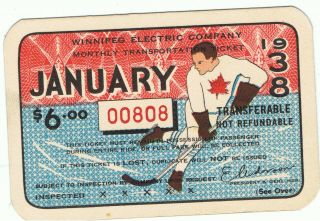 Bus Tram Tickets Canada,  Winnipeg Electric Company,  Monthly Ticket 1938