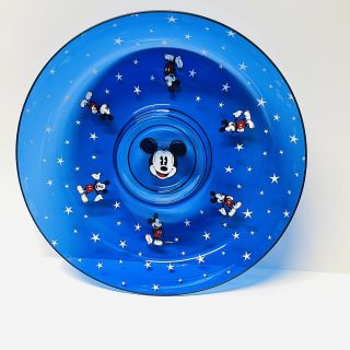 Rare Disney Store Mickey Mouse Chip And Dip Bowl 14” Blue Acrylic