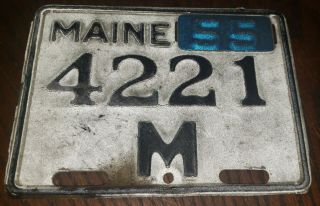 Antique Maine Me Motorcycle License Plate 1955 Hard To Find