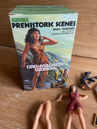Vintage 1971 Aurora Prehistoric Scenes Cro - Magnon Woman Model Kit,  Box,  Brochure
