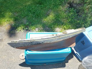 Antique Vintage 45 " Hand Crafted Wooden Model Sailboat Restoration