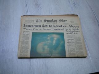 Apollo 11 Moon Landing Newspaper Sunday Star July 20,  1969 - Also Chappaquidick
