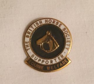 Vintage British Horse Society Supporter Equine Welfare Enamel Pin Badge.