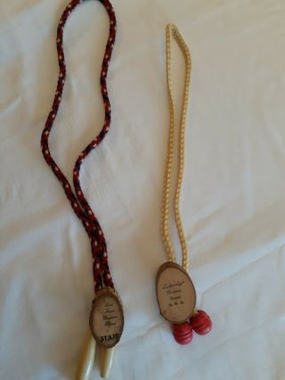 Vintage Boy Scout Wooden & Rope Bolo Ties Lutheridge And Linn Haven