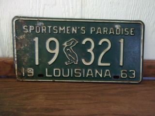 1963 Louisiana Pelican License Plate 19 - 321