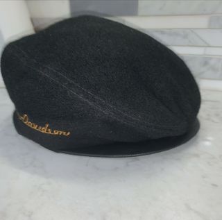 Vintage Harley Davidson Motorcycle Newsboy Cap Hat.  Wool With Leather Brim,  Xl
