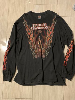 Vintage Harley Davidson Flame Long Sleeve T Shirt Mens Xl