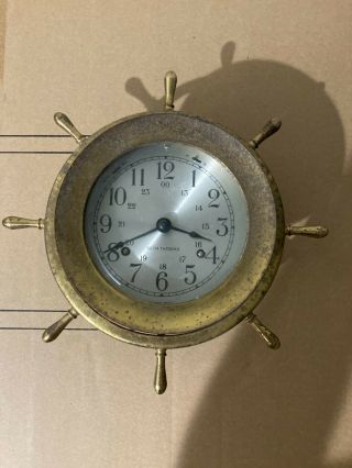 Seth Thomas Ships Wheel Clock Model E537 - 001 Helmsman - W Cat 1008 Thomaston Conn