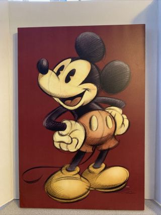Disney Classic Mickey Mouse Wall Art 16” X 23” Canvas/sketch Style Hands On Hips