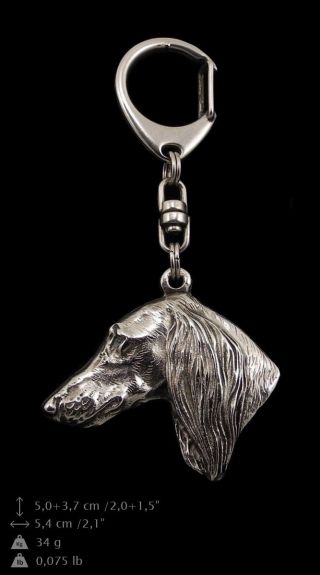 Saluki Silver Covered Keyring,  Keychain Art Dog