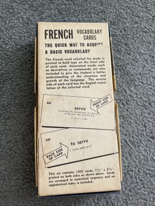 Vintage VIS - ED FRENCH Vocabulary Cards Language Flashcards Homeschool 2